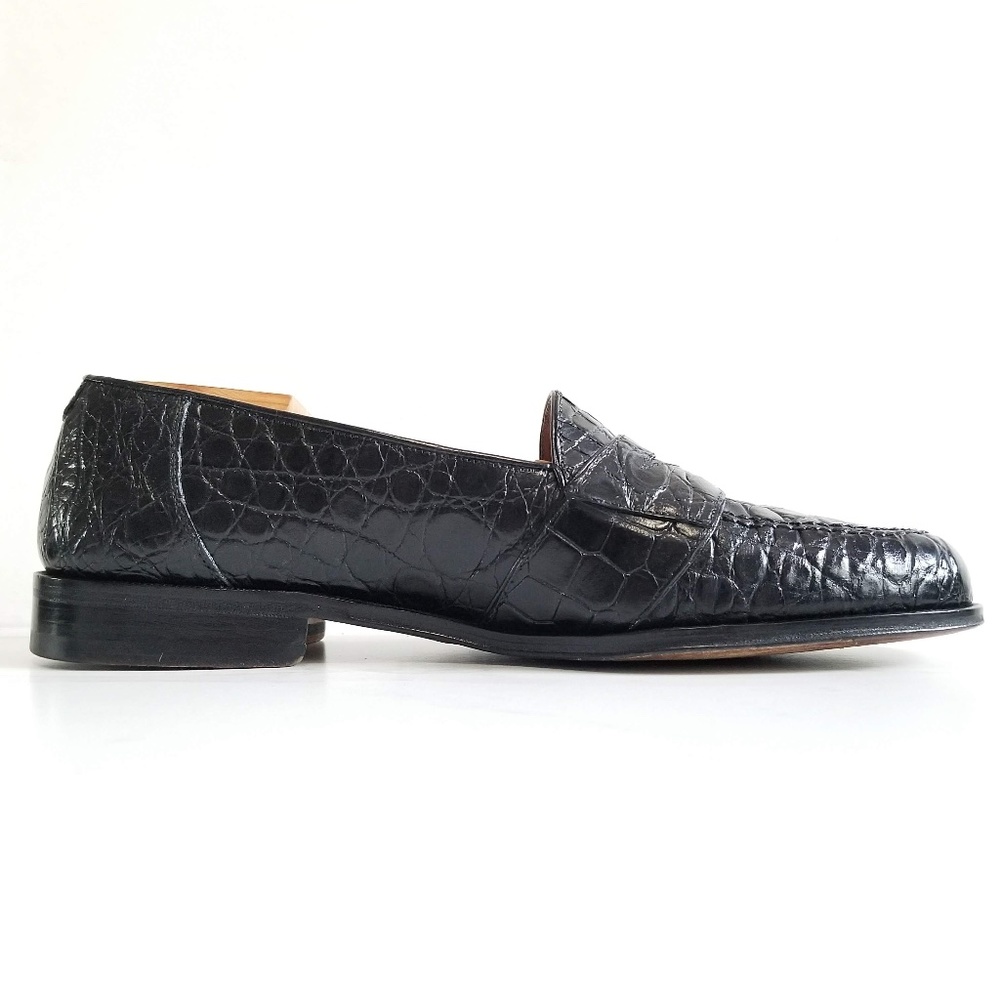 Maus & Hoffman Black Crocodile Slip Ons Loafers - Picture 4 of 8